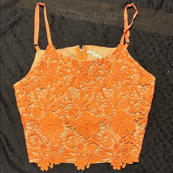 Alice + Olivia Vibrant Orange Lace Camisole - Picture 1 of 3